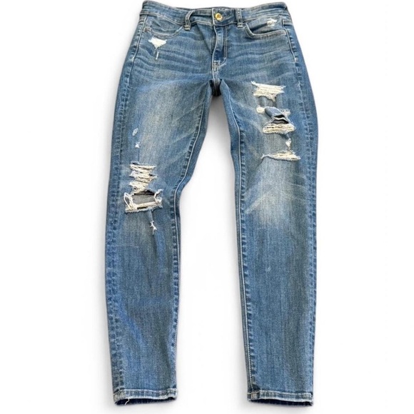 American Eagle Hi Rise Jegging Distressed Denim. Size 2 Short - Picture 2 of 6